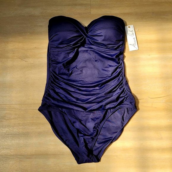 Anne Cole Other - 24. Anne Cole Twist Front Shirred One Piece.  Size 8. Navy blue. NWT.